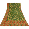Sanskriti Vintage Sarees Grøn 100% Ren Bomuld Trykt Sari 5+ yard Håndværksstof