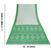 Sanskriti Vintage Sarees White & Green Pure Cotton Print Sari 5+yd Craft Fabric