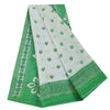 Sanskriti Vintage Sarees White & Green Pure Cotton Print Sari 5+yd Craft Fabric