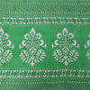 Sanskriti Vintage Sarees White & Green Pure Cotton Print Sari 5+yd Craft Fabric