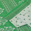 Sanskriti Vintage Sarees White & Green Pure Cotton Print Sari 5+yd Craft Fabric