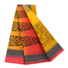 Sanskriti Vintage Sarees Red & Yellow Pure Cotton Printed Sari 5+yd Craft Fabric