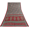 Sanskriti Vintage Sarees Indian Gray Pure Cotton Printed Sari 5+yd Craft Fabric