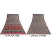 Sanskriti Vintage Sarees Indian Gray Pure Cotton Printed Sari 5+yd Craft Fabric