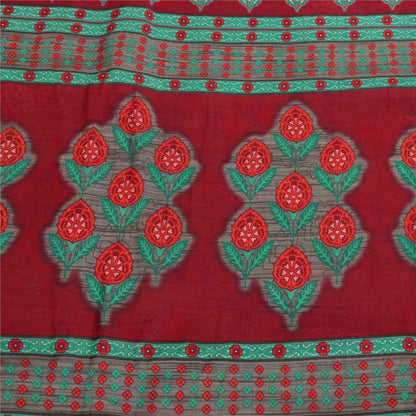 Sanskriti Vintage Sarees Indian Gray Pure Cotton Printed Sari 5+yd Craft Fabric