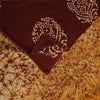Sanskriti Vintage Sarees Brown Batik Work Pure Cotton Sari 5+yd Craft Fabric