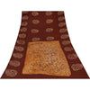 Sanskriti Vintage Sarees Brown Batik Work Pure Cotton Sari 5+yd Craft Fabric