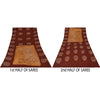 Sanskriti Vintage Sarees Brown Batik Work Pure Cotton Sari 5+yd Craft Fabric