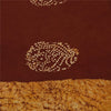 Sanskriti Vintage Sarees Brown Batik Work Pure Cotton Sari 5+yd Craft Fabric