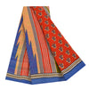 Sanskriti Vintage Sarees Reddish Orange Pure Cotton Print Sari 5+yd Craft Fabric