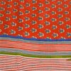 Sanskriti Vintage Sarees Reddish Orange Pure Cotton Print Sari 5+yd Craft Fabric