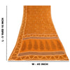 Sanskriti Vintage Sarees Indian Saffron Pure Cotton Print Sari 5+yd Craft Fabric