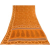 Sanskriti Vintage Sarees Indian Saffron Pure Cotton Print Sari 5+yd Craft Fabric