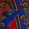 Sanskriti Vintage Sarees Red & Blue Pure Cotton Printed Sari 5+yd Craft Fabric