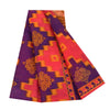 Sanskriti Vintage Sarees Pink & Purple Pure Cotton Print Sari 5+yd Craft Fabric
