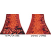 Sanskriti Vintage Sarees Indian Orange Pure Cotton Print Sari 5+yd Craft Fabric