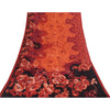 Sanskriti Vintage Sarees Indian Orange Pure Cotton Print Sari 5+yd Craft Fabric