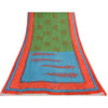 Sanskriti Vintage Sarees Pure Cotton Green Floral Printed Sari 5+yd Craft Fabric