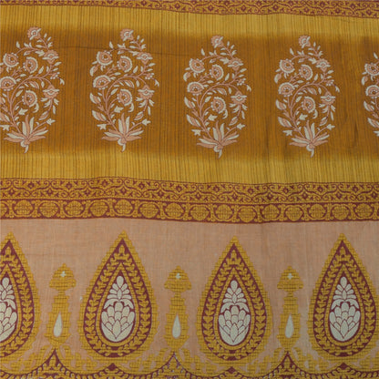 Sanskriti Vintage Sarees Indian Green Pure Cotton Printed Sari 5+yd Craft Fabric