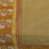 Sanskriti Vintage Sarees Indian Green Pure Cotton Printed Sari 5+yd Craft Fabric