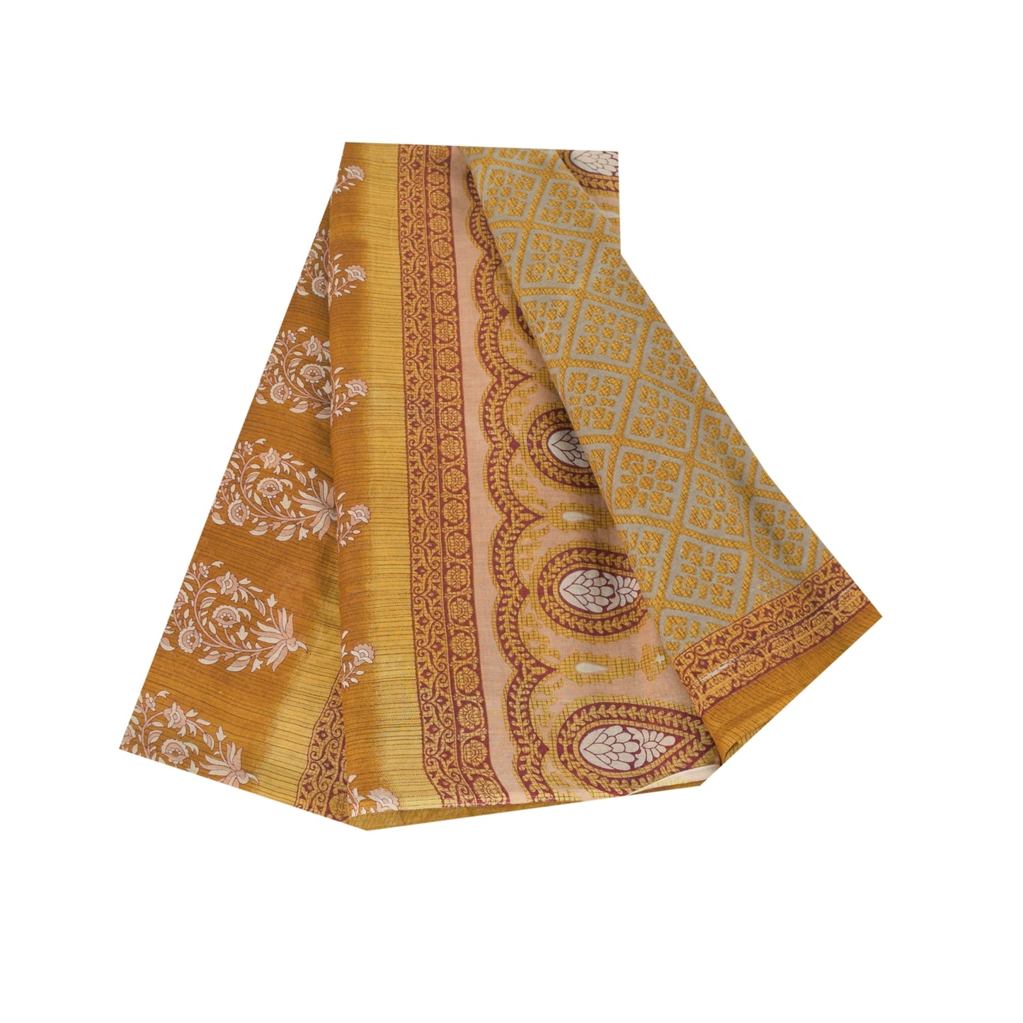 Sanskriti Vintage Sarees Indian Green Pure Cotton Printed Sari 5+yd Craft Fabric