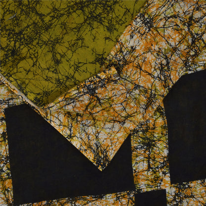 Sanskriti Vintage Sarees Green Pure Cotton Abstract Print Sari 5+yd Craft Fabric