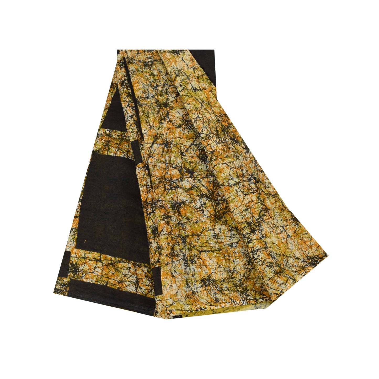 Sanskriti Vintage Sarees Green Pure Cotton Abstract Print Sari 5+yd Craft Fabric