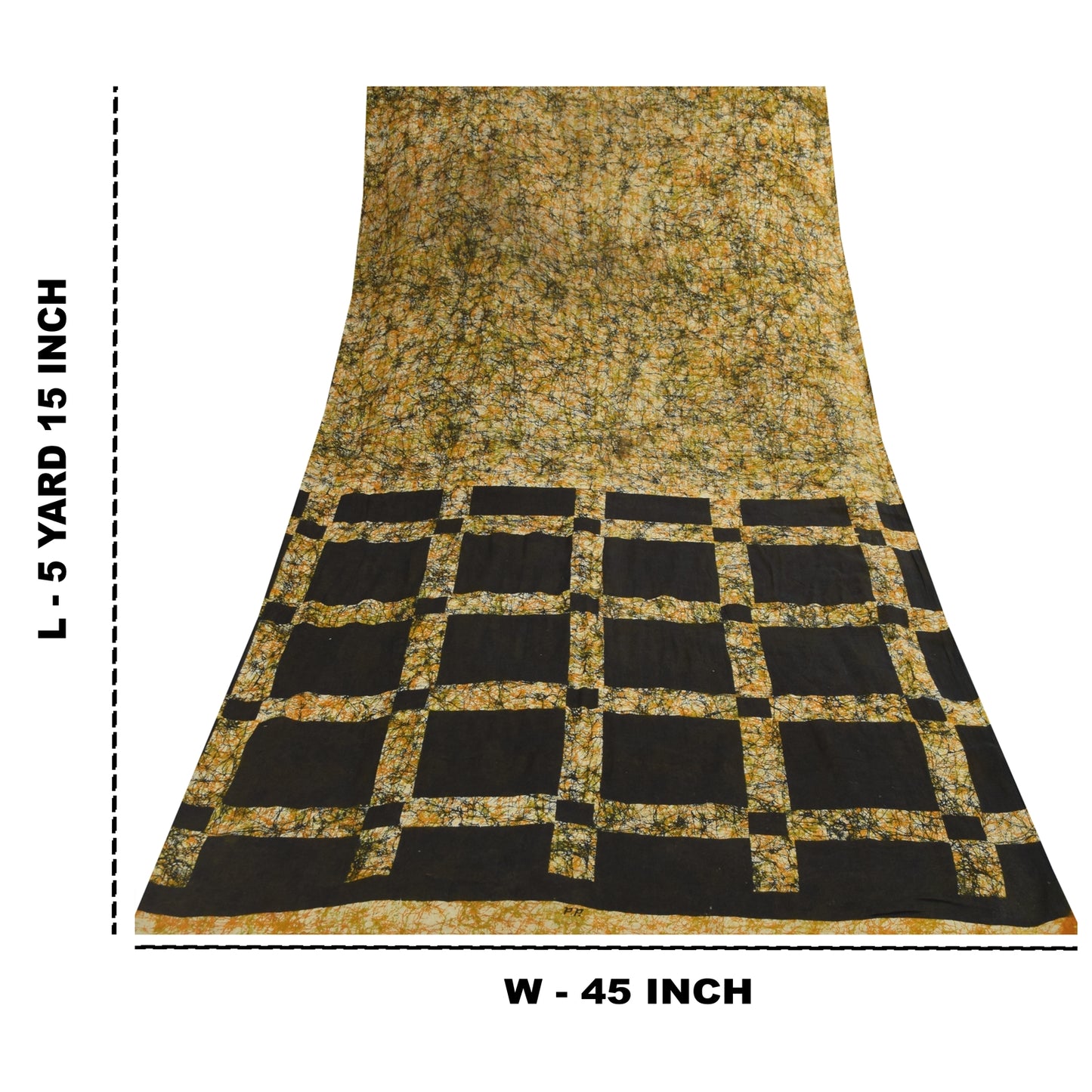 Sanskriti Vintage Sarees Green Pure Cotton Abstract Print Sari 5+yd Craft Fabric