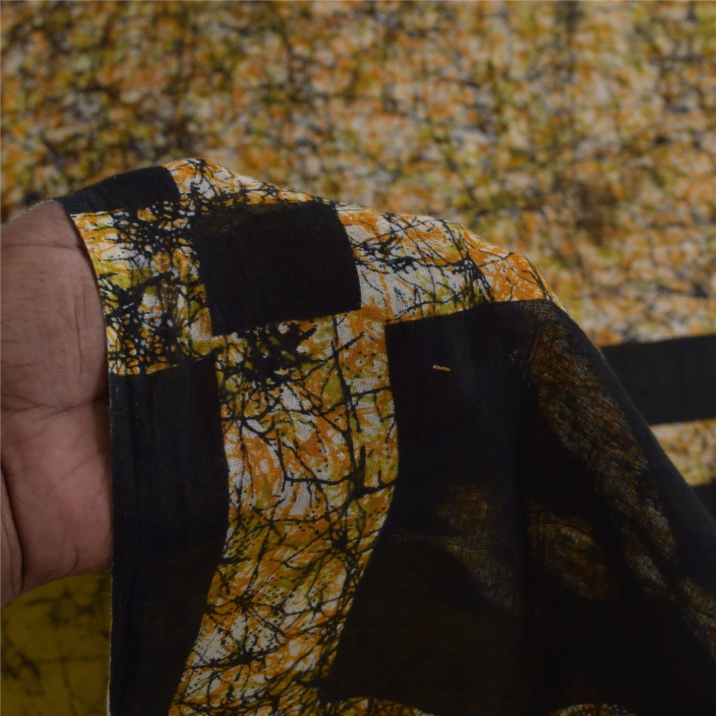 Sanskriti Vintage Sarees Green Pure Cotton Abstract Print Sari 5+yd Craft Fabric