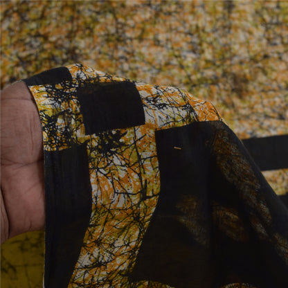 Sanskriti Vintage Sarees Green Pure Cotton Abstract Print Sari 5+yd Craft Fabric