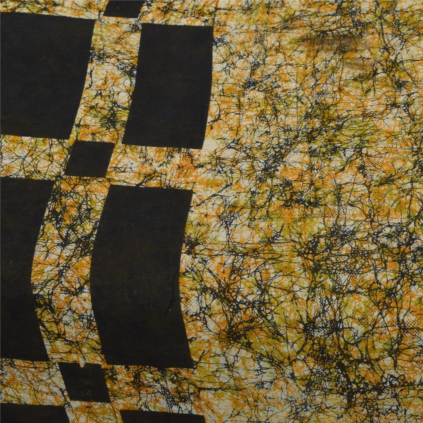 Sanskriti Vintage Sarees Green Pure Cotton Abstract Print Sari 5+yd Craft Fabric