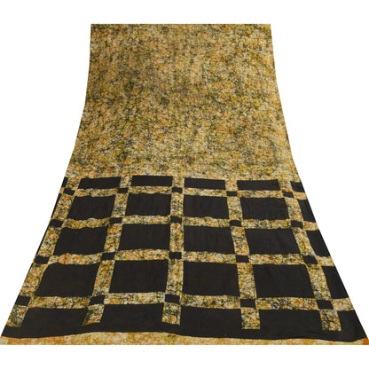 Sanskriti Vintage Sarees Green Pure Cotton Abstract Print Sari 5+yd Craft Fabric