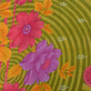 Sanskriti Vintage Sarees Green Pure Cotton Floral Printed Sari 5+yd Craft Fabric
