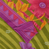 Sanskriti Vintage Sarees Green Pure Cotton Floral Printed Sari 5+yd Craft Fabric