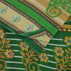 Sanskriti Vintage Sarees Green Pure Cotton Floral Printed Sari 5+yd Craft Fabric