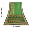 Sanskriti Vintage Sarees Green Pure Cotton Floral Printed Sari 5+yd Craft Fabric