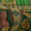 Sanskriti Vintage Sarees Green Pure Cotton Floral Printed Sari 5+yd Craft Fabric