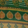 Sanskriti Vintage Sarees Green Pure Cotton Floral Printed Sari 5+yd Craft Fabric