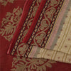 Sanskriti Vintage Sarees Cream Pure Cotton Floral Printed Sari 5+yd Craft Fabric