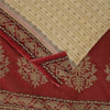Sanskriti Vintage Sarees Cream Pure Cotton Floral Printed Sari 5+yd Craft Fabric