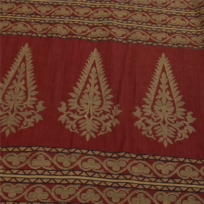 Sanskriti Vintage Sarees Cream Pure Cotton Floral Printed Sari 5+yd Craft Fabric