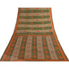 Sanskriti Vintage Sarees Green & Brown Pure Cotton Geometric Printed Sari Fabric