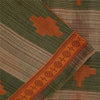 Sanskriti Vintage Sarees Green & Brown Pure Cotton Geometric Printed Sari Fabric