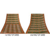 Sanskriti Vintage Sarees Green & Brown Pure Cotton Geometric Printed Sari Fabric