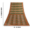 Sanskriti Vintage Sarees Green & Brown Pure Cotton Geometric Printed Sari Fabric