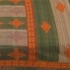 Sanskriti Vintage Sarees Green & Brown Pure Cotton Geometric Printed Sari Fabric