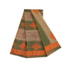 Sanskriti Vintage Sarees Green & Brown Pure Cotton Geometric Printed Sari Fabric