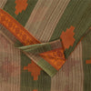 Sanskriti Vintage Sarees Green & Brown Pure Cotton Geometric Printed Sari Fabric