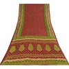Sanskriti Vintage Sarees Indian Red Pure Cotton Printed Sari 5+yd Craft Fabric