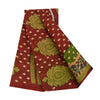 Sanskriti Vintage Sarees Indian Red Pure Cotton Printed Sari 5+yd Craft Fabric